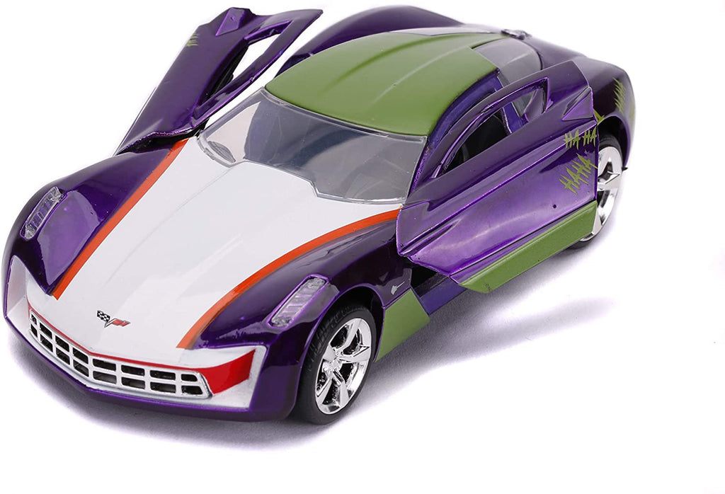 Jada Toys DC Comics 1:32 The Joker's 2009 Chevy Corvette Stingray Die-cast Car, Toys for Kids and Adults