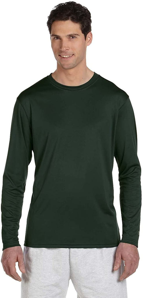 Champion Men's Long Sleeve Double Dry Performance T-Shirt, Dark Green, Large