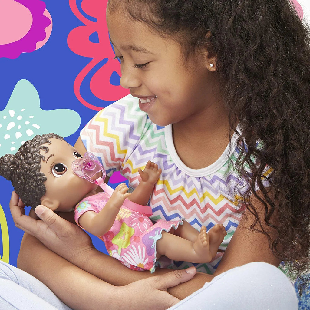 Baby Alive Baby Lil Sounds: Interactive Black Hair Baby Doll for Girls & Boys Ages 3 & Up, Makes 10 Sound Effects, Including Giggles, Cries, Baby Doll with Pacifier