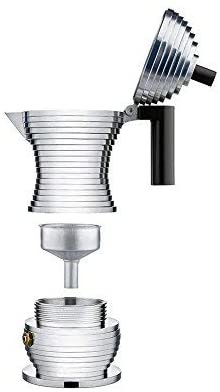 Alessi MDL02/3 B"Pulcina" Stove Top Espresso 3 Cup Coffee Maker in Aluminum Casting Handle And Knob in Pa, Black