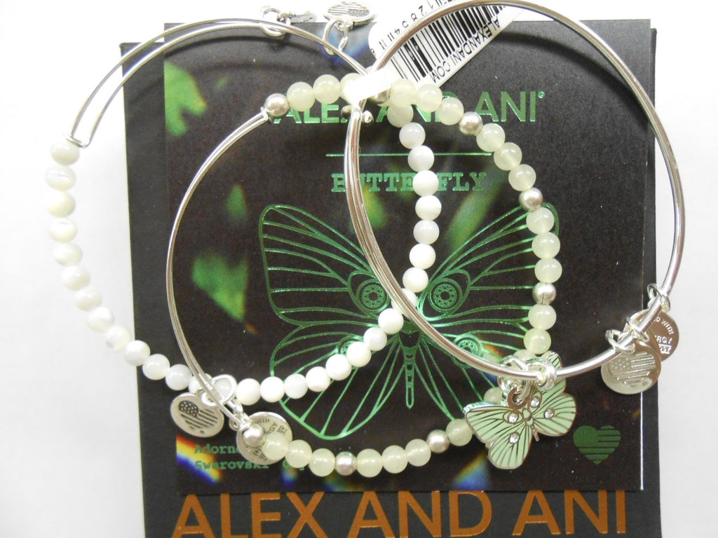 Alex and Ani Butterfly Set of 3 Rafaelian Silver Bangle Bracelet