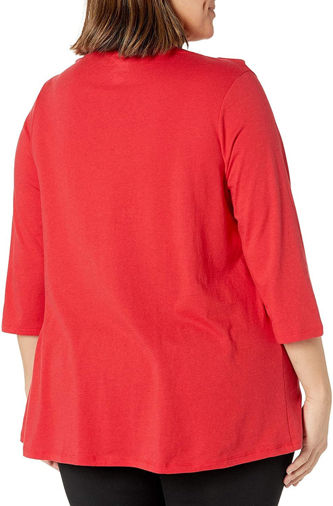 JUST MY SIZE Size Women's Plus Sizeflowy 3/4 Sleeve V-Neck Top