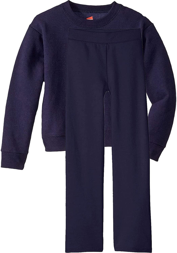 Hanes Girls Sweatshirt and Open Leg Fleece Sweatpant Value Pack, Purple Thora, Large