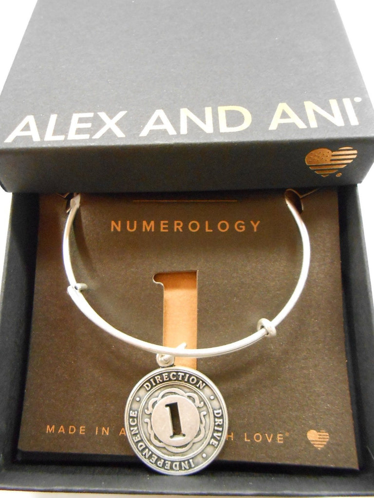 Alex and Ani Numerology Number, Expandable Wire Bangle Charm Bracelet