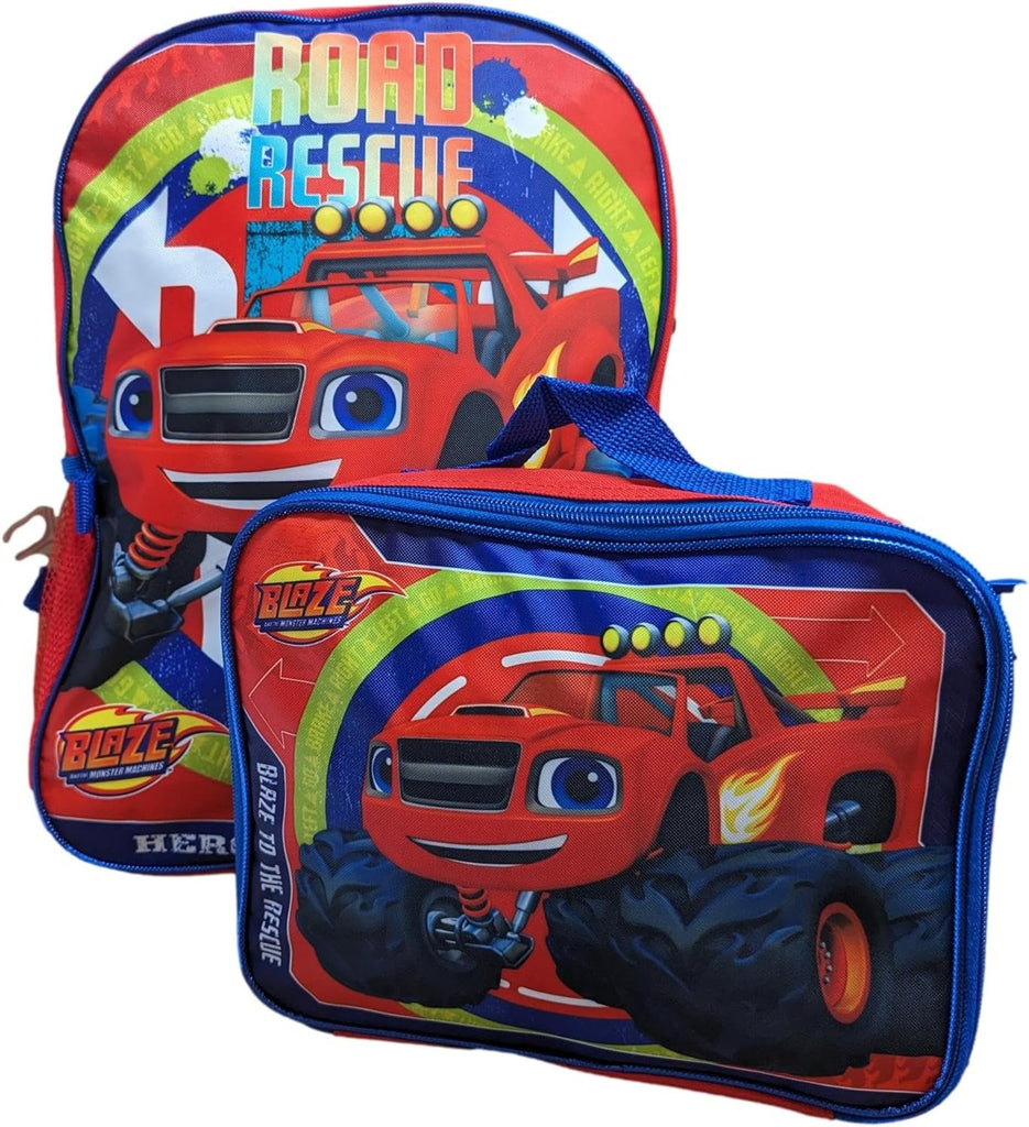 Ruz Blaze the Monster Machine Full Size 16 Inch Backpack with Detachable Lunch Box