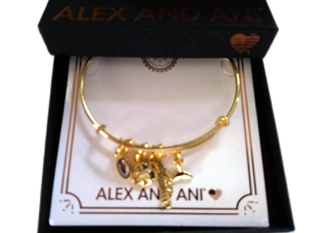 Alex and Ani Women's Sand Dollar Cluster Charm Bangle Bracelet, Shiny Gold