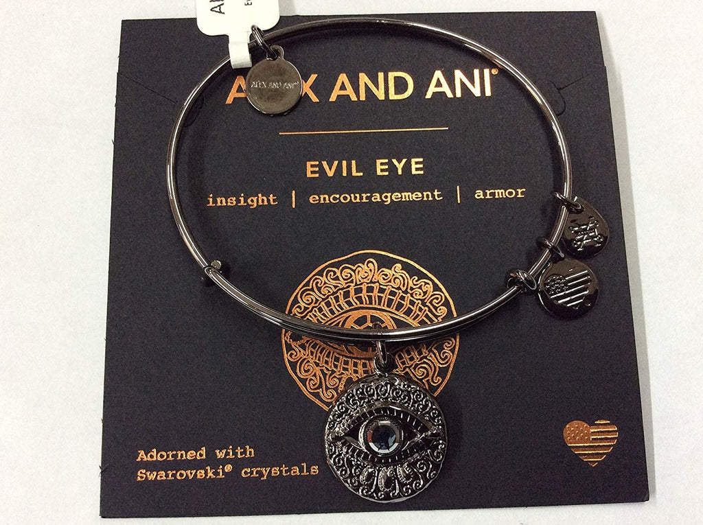 Alex and Ani Evil Eye Bangle Bracelet Midnight Silver NWTBC