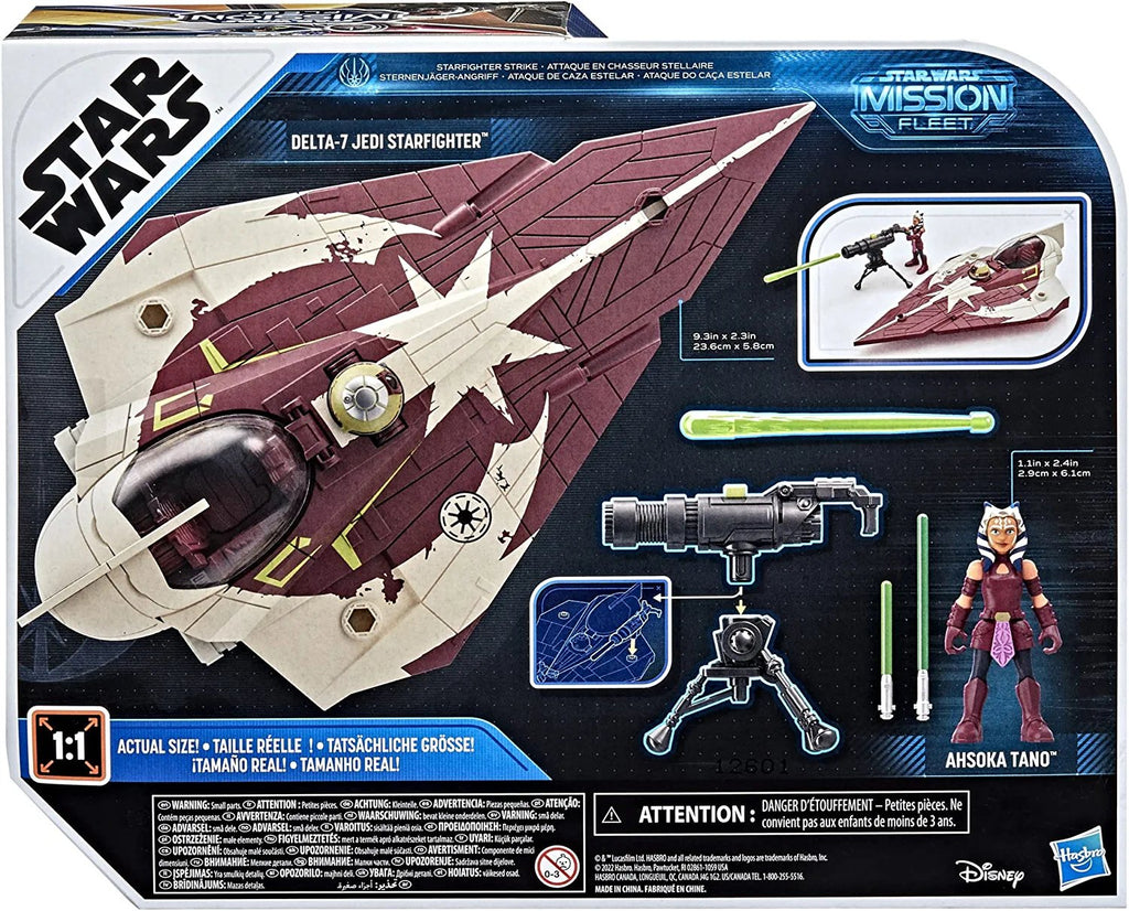 Star Wars Toys Mission Fleet Ahsoka Tano Delta-7 Jedi Starfighter, Starfighter Strike 2.5-Inch-Scale Figure and Vehicle, Ages 4 and Up, (F3790)