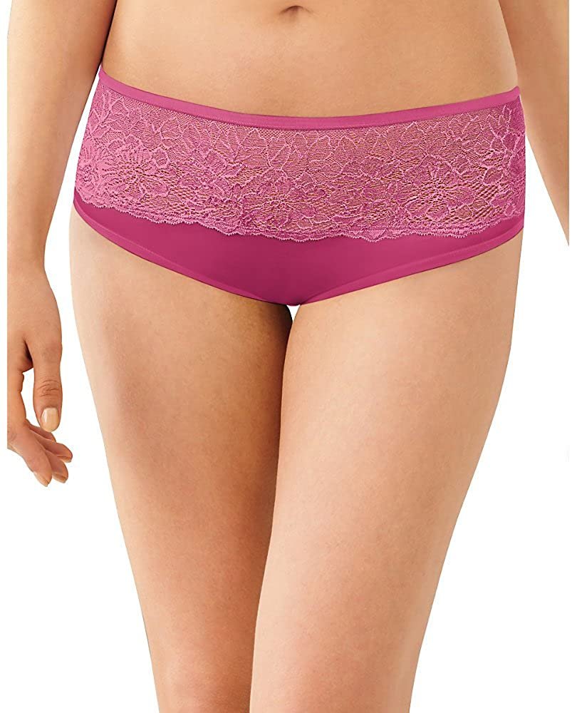 Bali Womens One Smooth U Comfort Indulgence Satin with Lace Hipster Panty