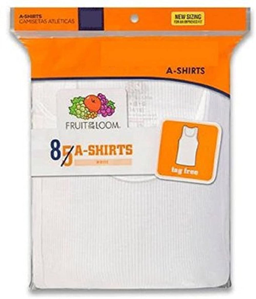 Fruit of the Loom Boys 8-Pack White 100% Cotton A-Shirts (Medium (Height 53-58))