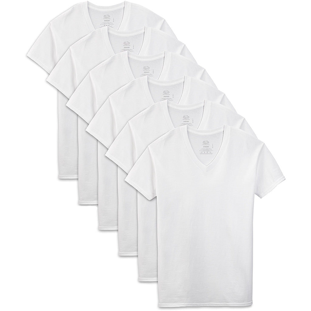 Fruit of the Loom Men's Vneck Tshirts 6-Pack Vnecks White or Assorted 2X-3X