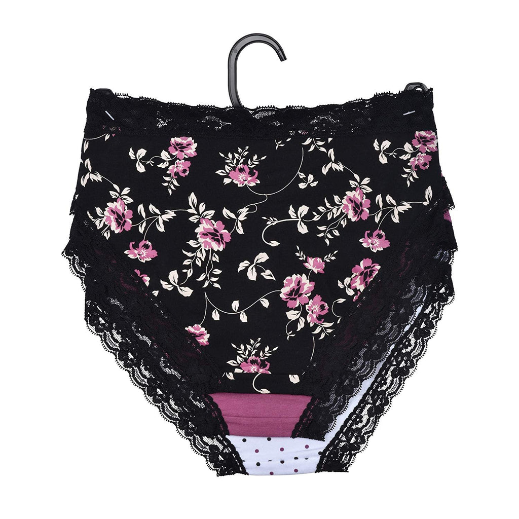 Donna L'oren Women's Bikini Panties Floral Lace Trim 3-Pack Sizes S-XL