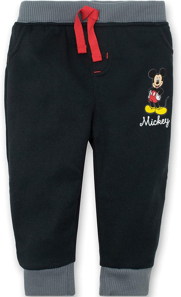 Disney Mickey Mouse Baby Boys' 2 Pack Fleece Drawstring Jogger Pants, Black