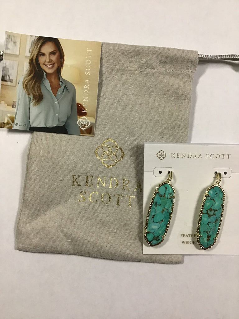 Kendra Scott Women's Layla Drop Earrings, Gold Bronze Veined teal