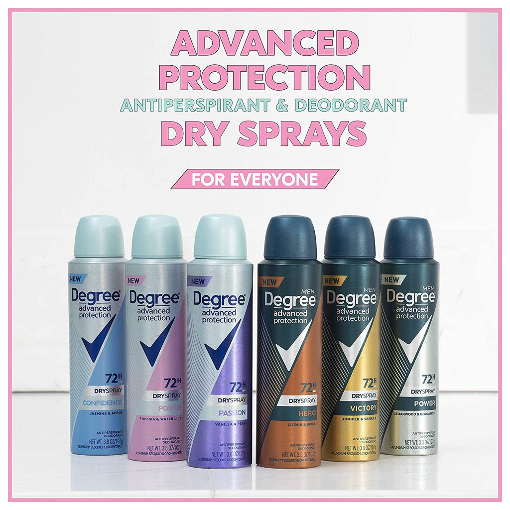 DEGREE WOMENS DEO Advanced Protection Antiperspirant Deodorant Spray 72 HR Wetness Protection Power Strongest Antiperspirant Spray for Excessive Armpit Sweat 3.8 oz 3 Count