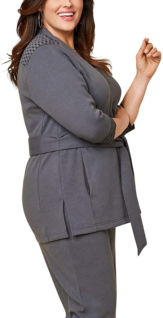 Seek No Further by Fruit of the Loom Women's Plus Size Â¾ Sleeve Stretch Tie Jacket