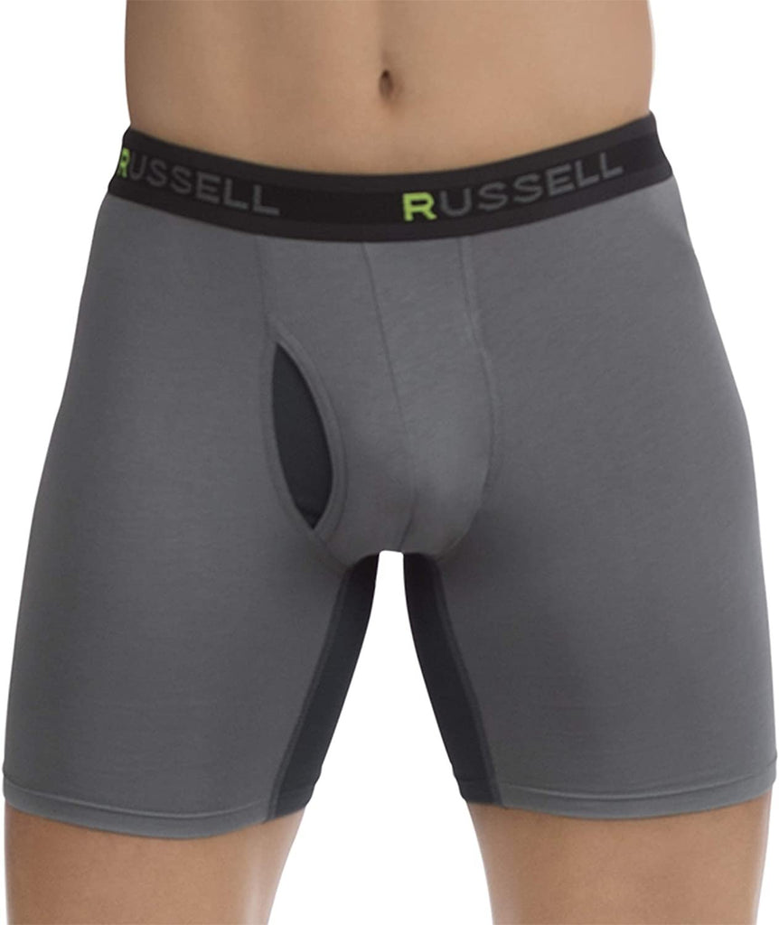 Russell Athletic Men’s Cotton Performance Stretch Boxer Brief Underwear (2 Pack)