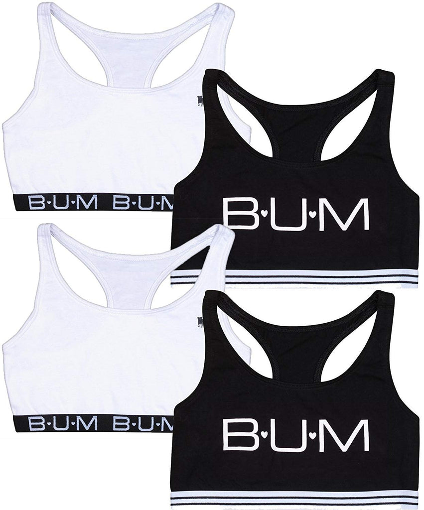 B.U.M. Equipment Girls Racerback Sports Bra, 4 Pack