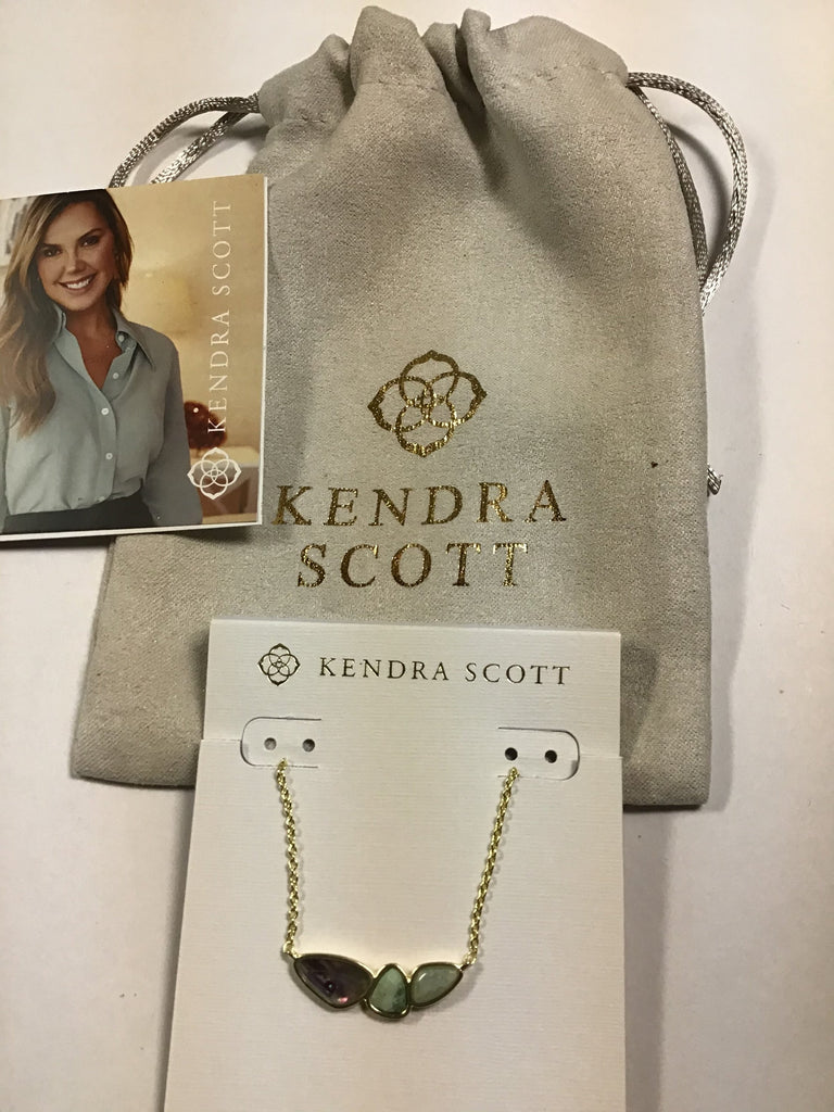 Kendra Scott Ivy Short Pendant Necklace, Gold Sea Green Mix