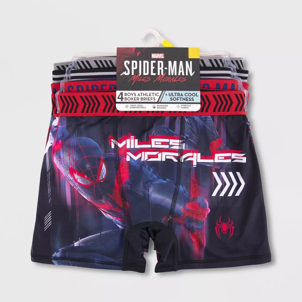 Spiderman Miles Morales 4-Pack Athletic Boxer Briefs Spandex Underwear