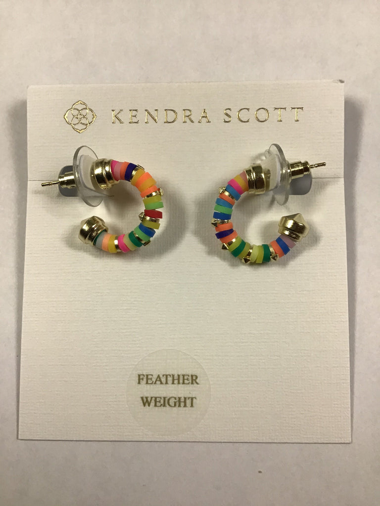 Kendra Scott Women's Reece Huggie Earrings, Gold Neon Mix
