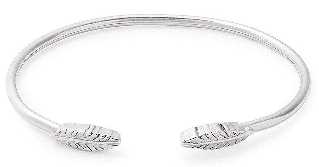 Alex and Ani Women's Feather Cuff Bracelet, Sterling Silver