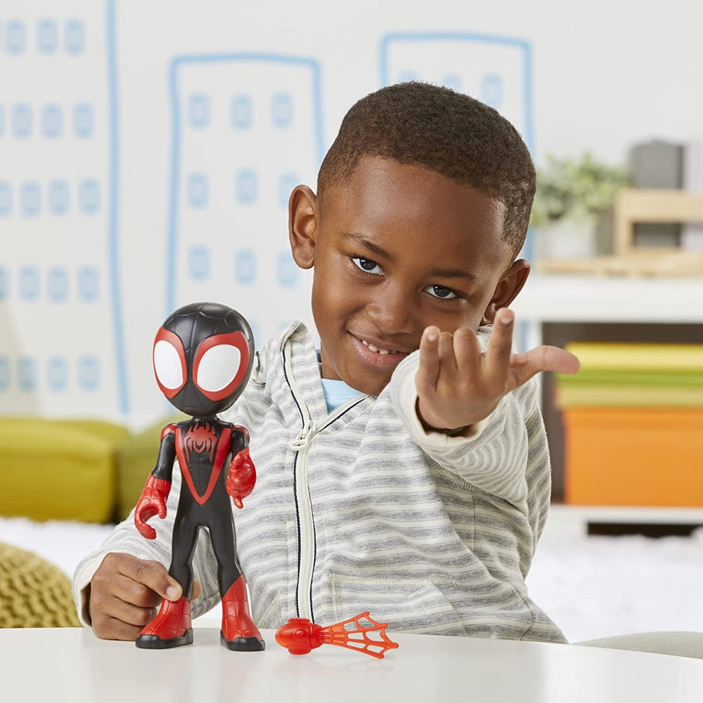 Marvel Spidey and His Amazing Friends Supersized Miles Morales: Spider-Man 9-inch Action Figure, Preschool Super Hero Toy, Kids Ages 3 and Up