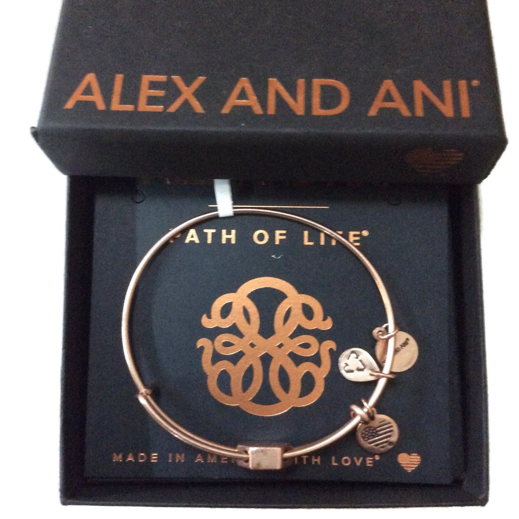 Alex and Ani Women's Path of Life Symbol Bead Charm Bangle, Rafaelian Rose Gold