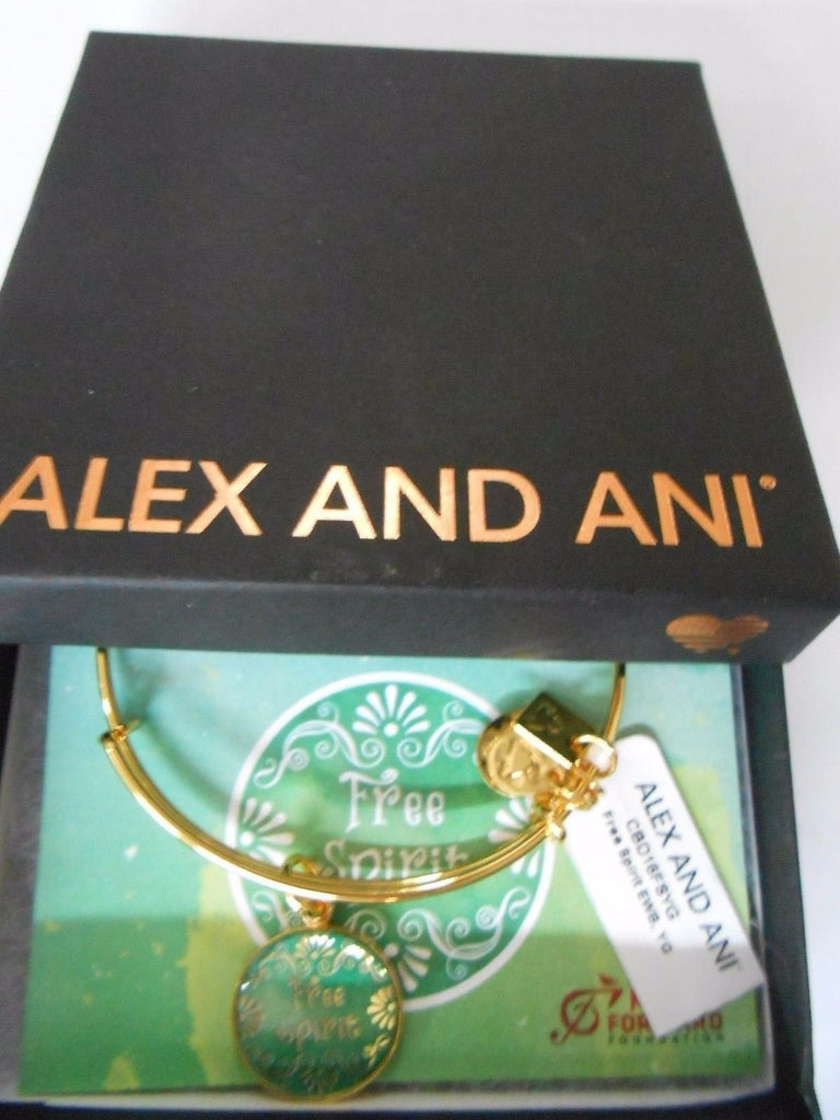 Alex and Ani FREE SPIRIT Expandable Wire Bracelet Yellow Gold Finish NWTBC