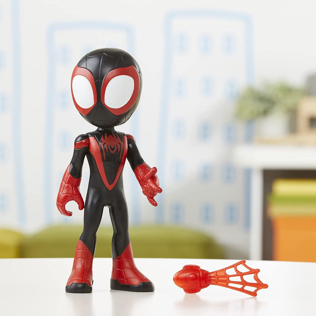 Marvel Spidey and His Amazing Friends Supersized Miles Morales: Spider-Man 9-inch Action Figure, Preschool Super Hero Toy, Kids Ages 3 and Up