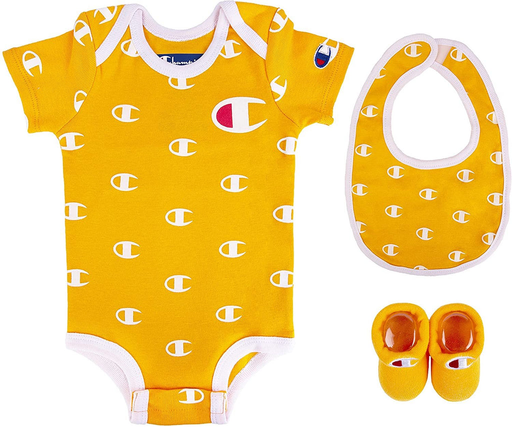 Champion Infant 3-Piece Box Set Includes Body Suit, bib or hat and Booties