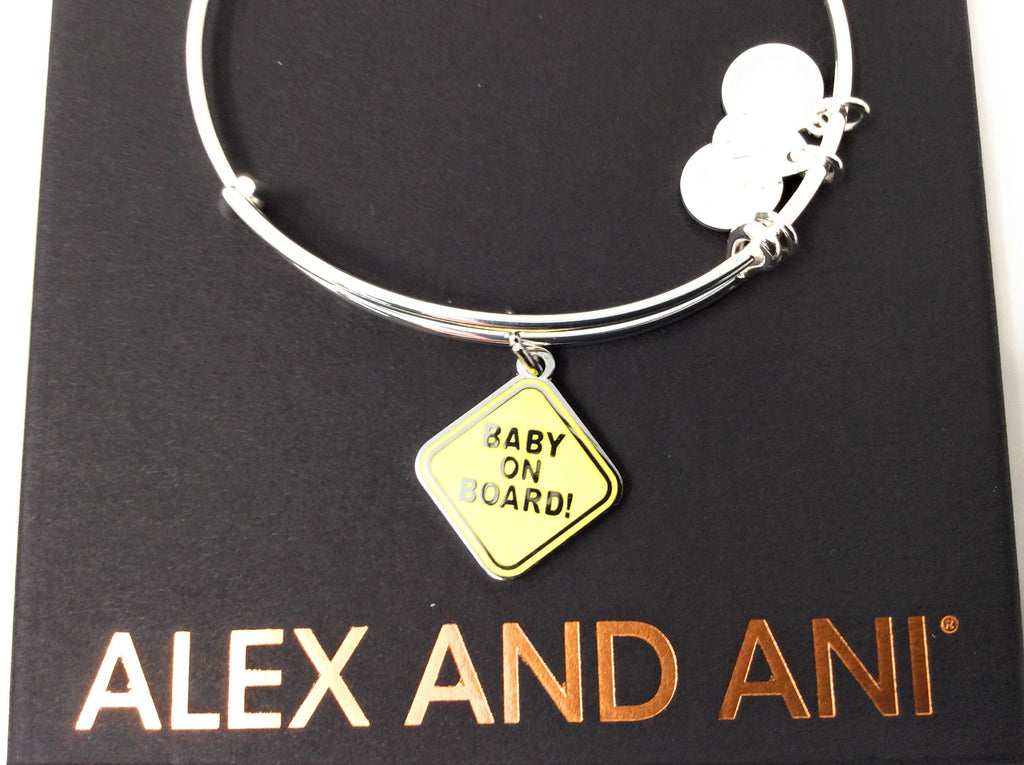 Alex and Ani Womens Baby on Board EWB Bangle Bracelet, Shiny Silver, Expandable