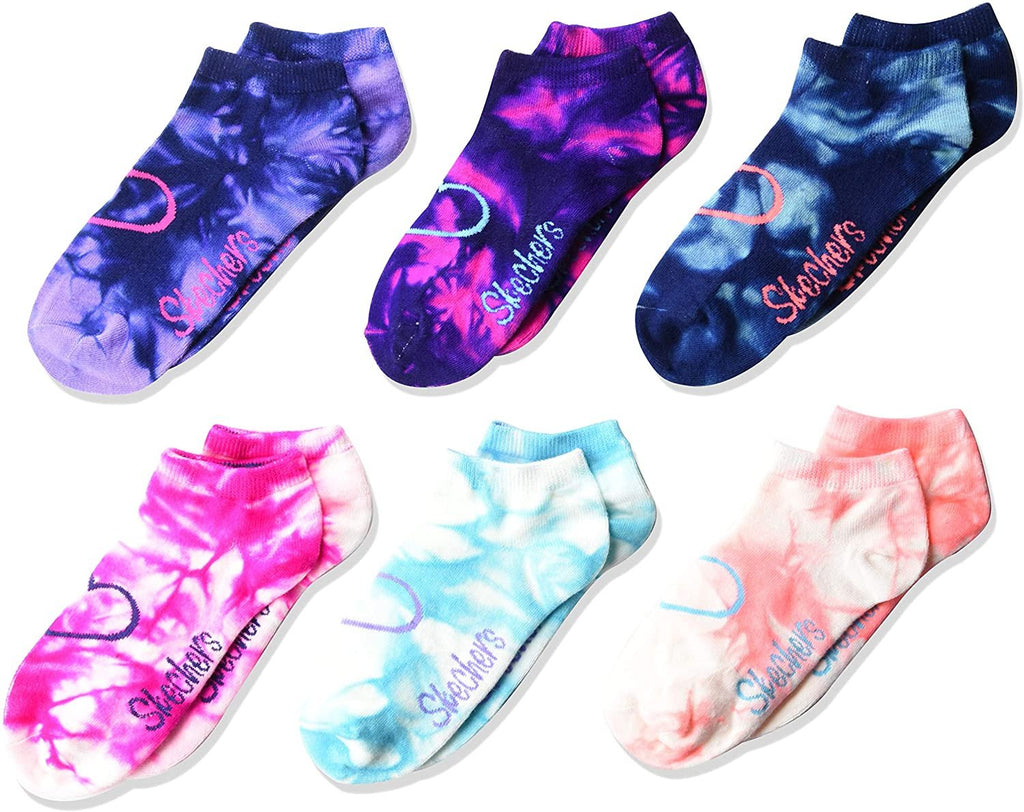 Skechers Big Girls' 6 Pack Tie Dye Low Cut Socks