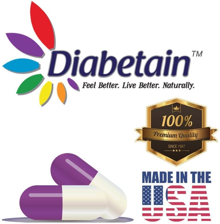 Diabetain Type 2 Diabetes Supplements - Blood Sugar Control Stabilizer Support Supplement - Clinically Tested Diabetic Glucose Balance Formula with Vitamins for Eye Health & Energy - 60 Capsules
