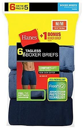 Hanes 7460Z6 Mens Boxer Brief ComfortSoft Waistband 6-Pack