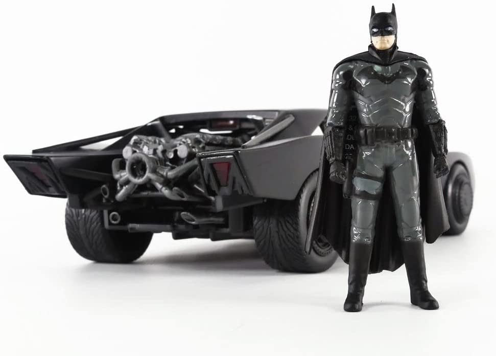 DC Comics 1:24 The Batman Batmobile Die-cast Car w/ 2.75" Batman Figure, Toys for Kids and Adults