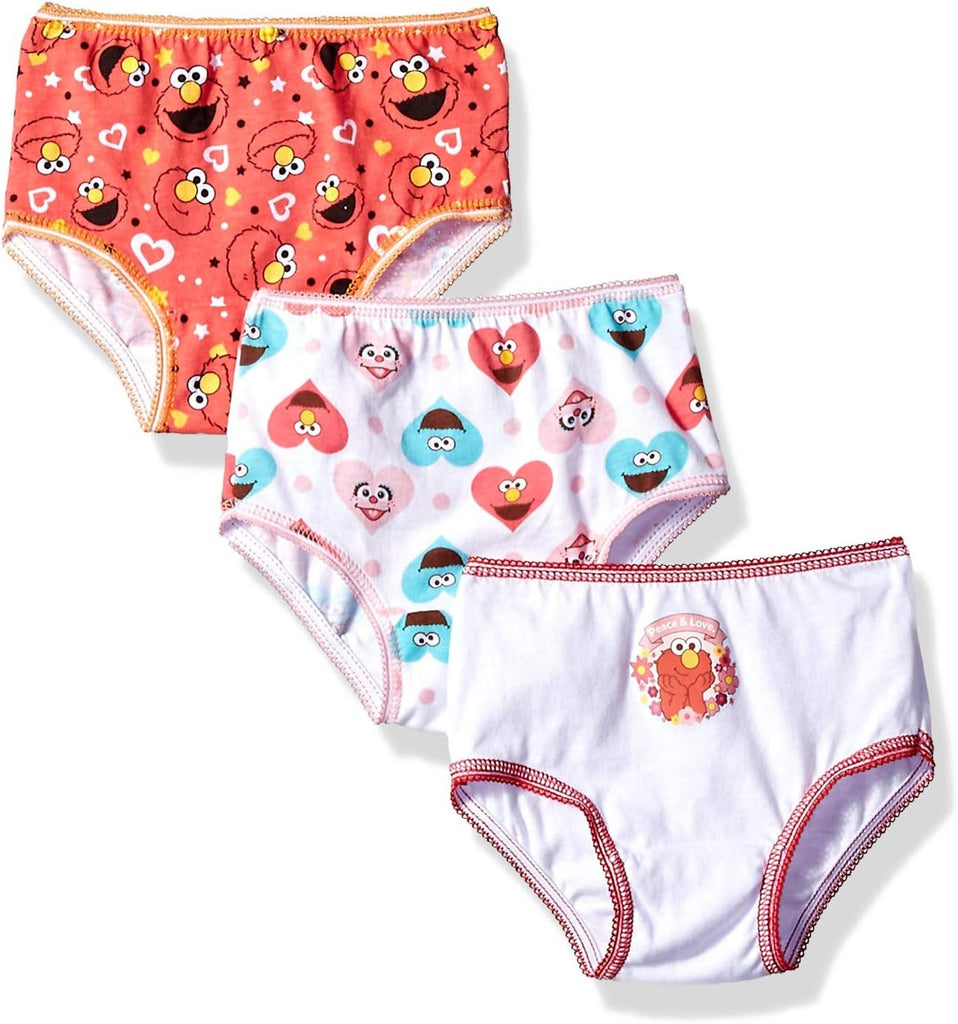 Sesame Street Girls' 100% Combed Cotton Panties Multipacks with Favorites Elmo, Cookie Monster & Big Bird in 18m, 2/3t, 4t