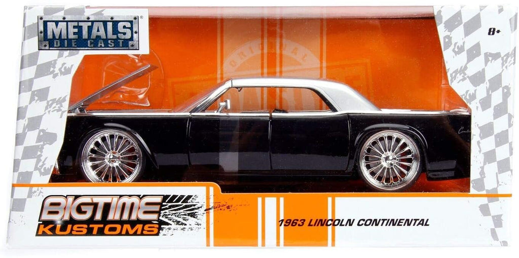 Jada 1963 Lincoln Continental Black with Silver Top 1/24 Diecast Model Car 99553