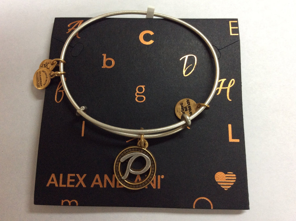 Alex and Ani Womens Initial P Charm Bangle