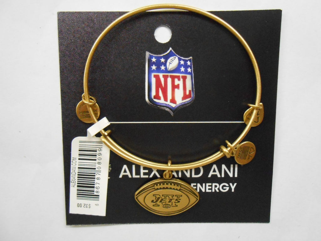 Alex and Ani "NFL" New York Jets Football Expandable Wire Bangle Bracelet, 7.5"