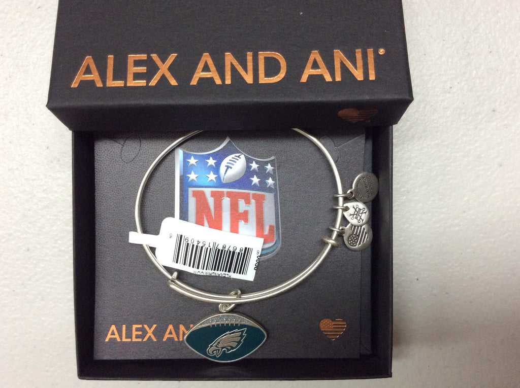 Alex and Ani Womens Color Infusion Philadelphia Eagles Football II Bangle