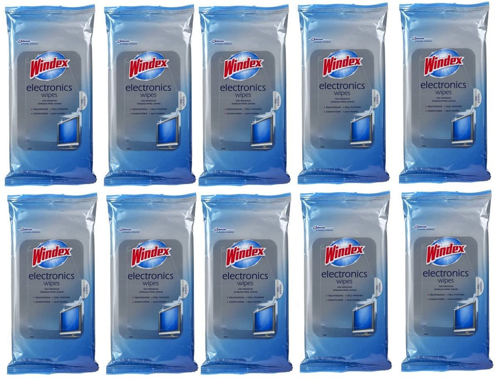 Windex Electronics Wipes, 25-Count, 10 Pack, Total 250 Wipes