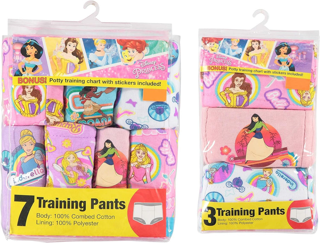 Disney Girls Princess Toddler Potty Training Pant and Starter Kit Includes Stickers & Tracking Chart Sizes 2t, 3t, 4t