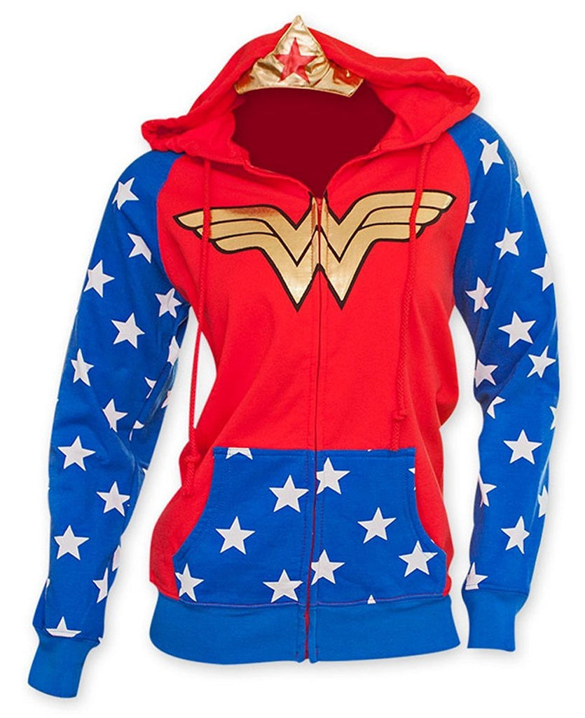 DC Comics Wonder Woman Foil Logo Juniors Zip-Up Hoodie Sweatshirt