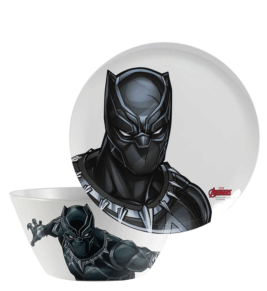Zak Designs Marvel Comics Dinnerware Set Featuring Black Panther! Includes Plate, Bowl! BPA Free, 2pc
