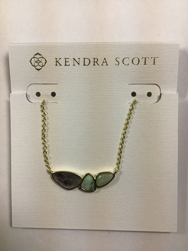 Kendra Scott Ivy Short Pendant Necklace, Gold Sea Green Mix