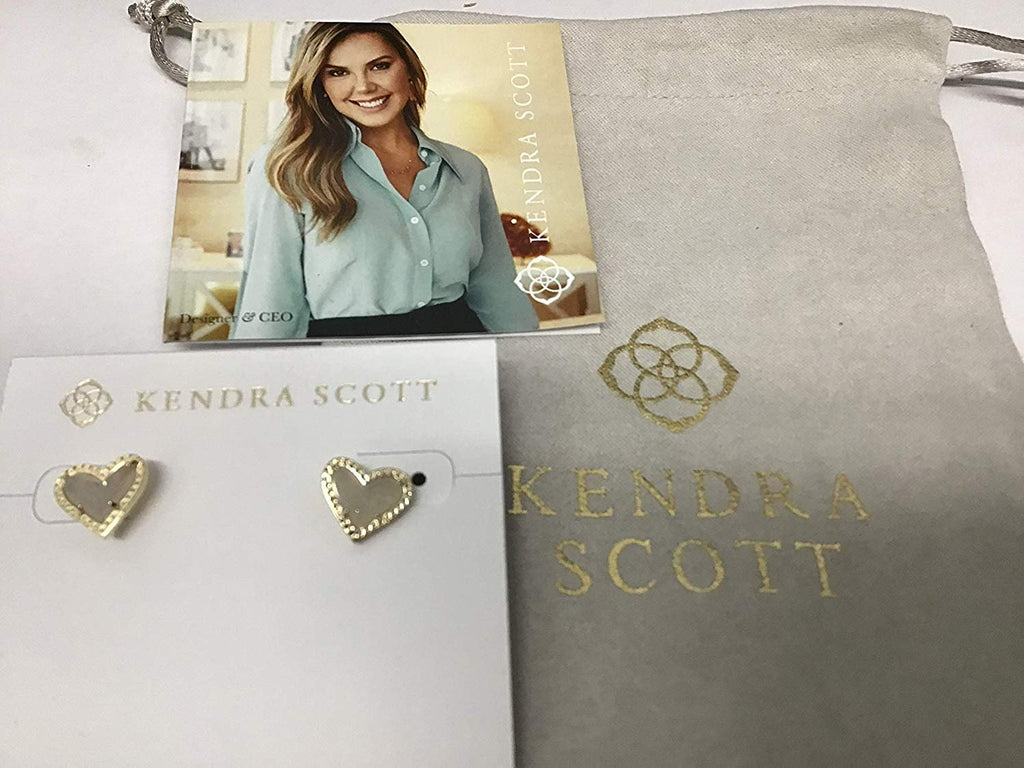 Kendra Scott Ari Heart Stud Earrings in Gold Iridescent Drusy