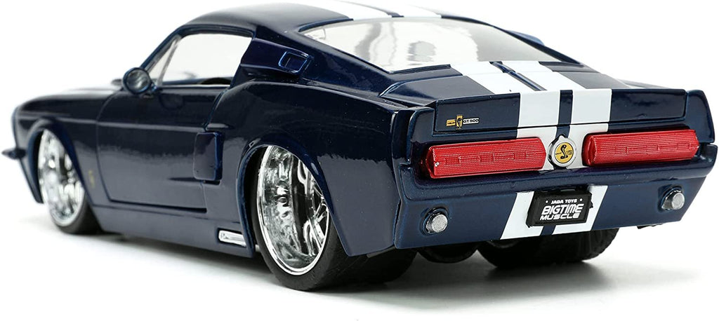 1967 Shelby GT500 Dark Blue Metallic with White Stripes Bigtime Muscle Series 1/24 Diecast Model Car by Jada 33865