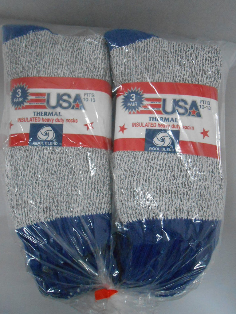 Wool Blend Thermal Insulated Heavy Duty Socks 6-PACK MADE IN USA