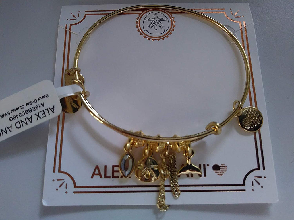 Alex and Ani Women's Sand Dollar Cluster Charm Bangle Bracelet, Shiny Gold